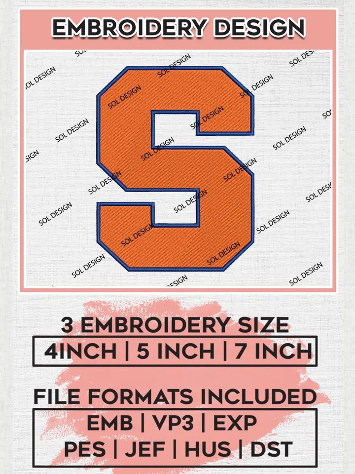 Syracuse Orange Logo Machine Embroidery Design, NCAA Syracuse Orange Embroidery Design Design files, NCAA Embroidery Designs, NCAA Machine Embroidery Designs, Digital Download