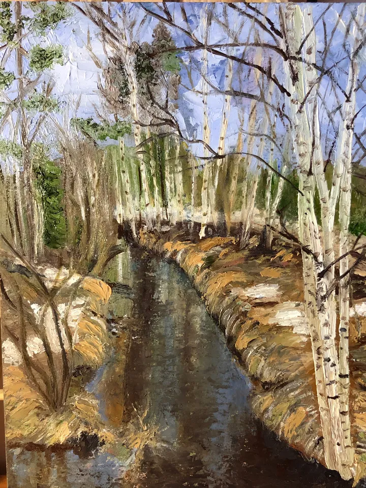 Spring forest landscape original oil painting hand painted modern painting wall art 6x9 inches