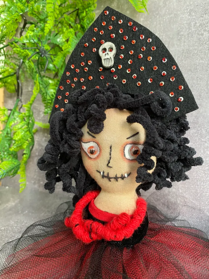 Vampire Textille Doll, Decoration Doll, Gothic Doll, Handmade, Halloween decor, Magic Gift
