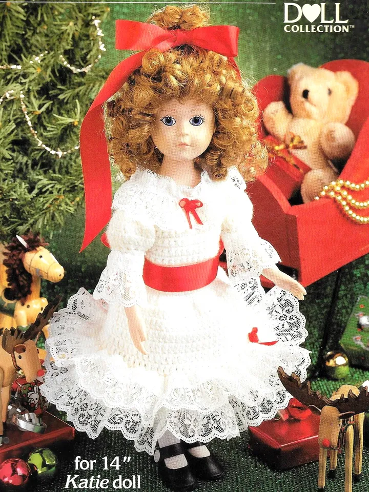 Merrie Christmas Doll Vintage Crochet Pattern PDF Crocheted Dress for 14 inches Katie Doll