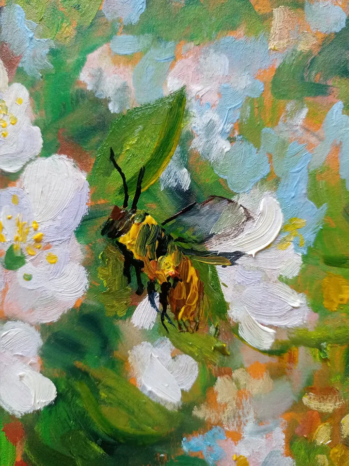 Oil painting "Spring in my garden"Cherry flowers Author's original Personalized Gifts Unique home decor Personalized home decor Custom decor