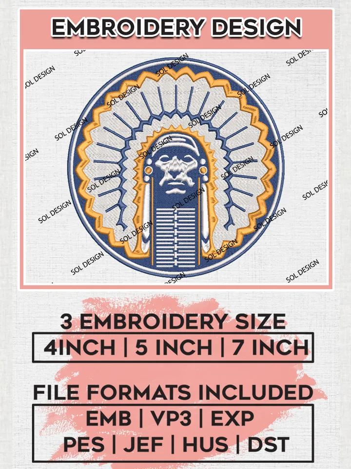 NCAA Illinois Fighting Illini Team Logo Embroidery Design Files, NCAA Illinois Fighting Illini Machine Embroidery, NCAA Teams, Game Day, 3 sizes, NCAA Machine embroidery designs, Digital Download