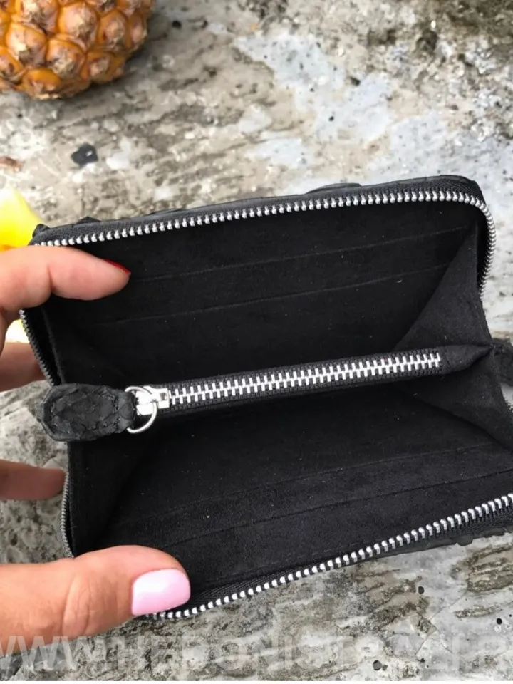 Genuine python skin black wallet | Small wallet | Exotic leather wallet | Women wallet | Snake trendy Wallet | Snakeskin designer wallet