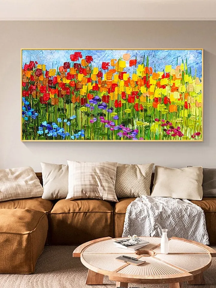 Original Painting On Canvas, Large Wall Art, Boho Wall Décor, Colorful Flower Oil Painting, Home Decor,Modern art,Abstract Art,Bedroom Decor