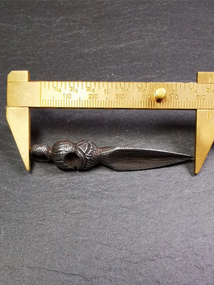 Gandhanra Handmade Skull Phurba Amulet,Kila - Dorje Phurba,Tibetan Budhist Ritual Implement Pendant,Made of Cold Iron,2.48"