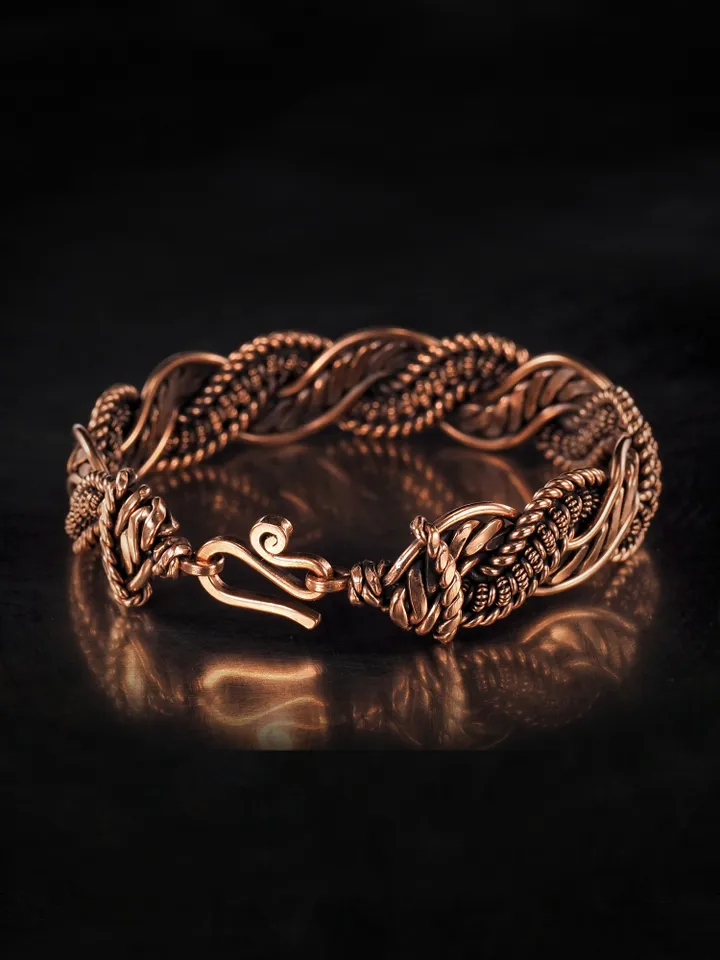 Wire wrapped copper bracelet for woman Antique style copper jewelry WireWrapArt
