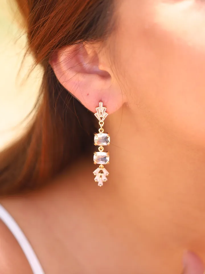 Art Deco Statement Wedding Earrings, Sparkling Crystal Chandelier Bridal Earrings, Boho Wedding Earrings, Gatsby Bridal Jewelry Jewellery