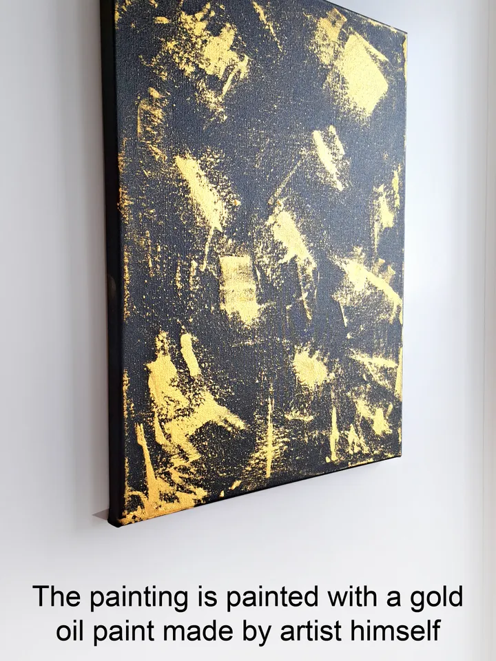 Interior oil painting with gold "Golden Marble" abstraction with gold paint abstract art on canvas contemporary art modern art