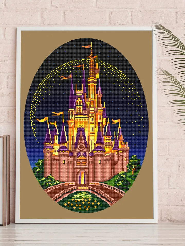 Cinderella castle cross stitch pattern download PDF Magic Kingdom cross stitch Fantasy night xstitch chart Castle princess embroidery #C2