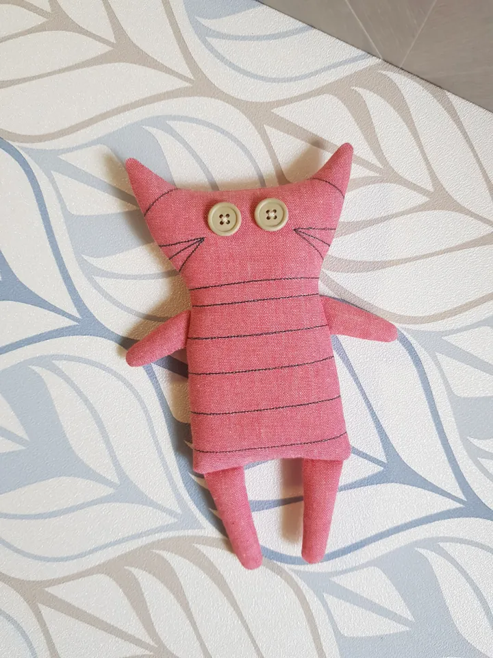 Pink Cat sewing pattern PDF, digital tutorial in English, Rag doll diy