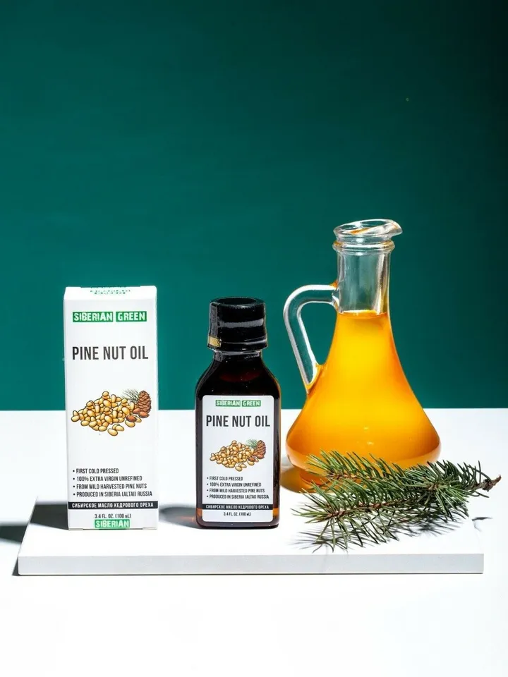 100% Siberian PINE NUT OIL Extra Virgin Unrefined First Cold-Pressed 100 ml