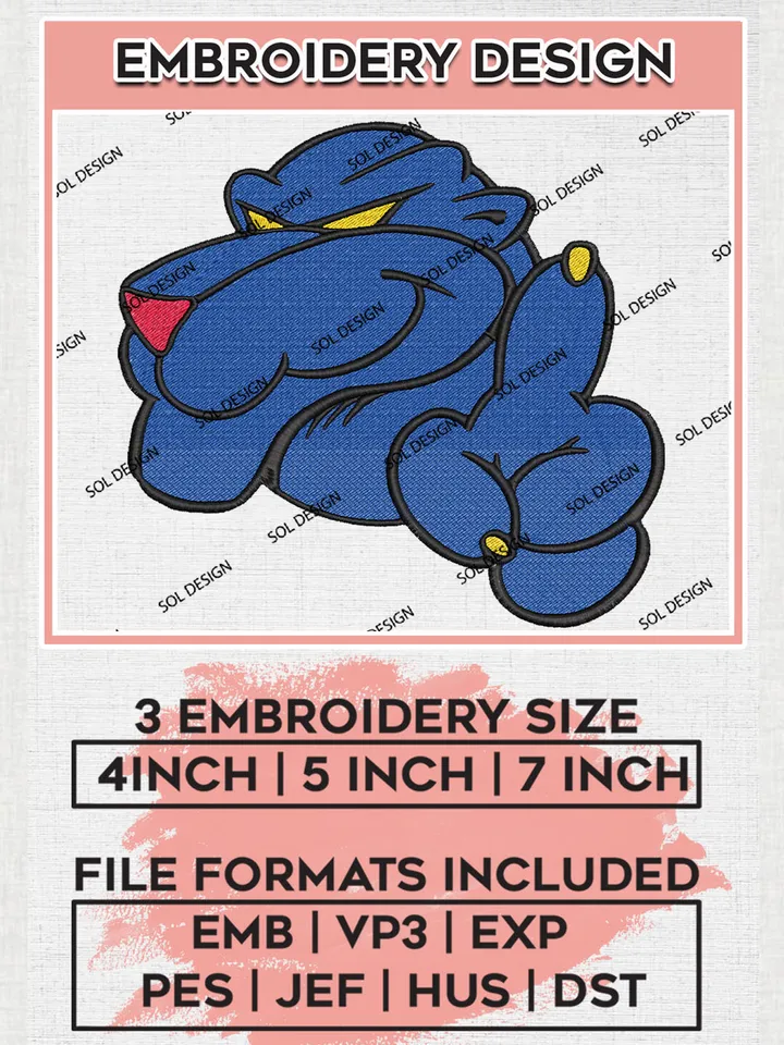 Georgia State Panthers College Team Head Mascot Logo Embroidery Design Files, NCAA Georgia Southern Eagles Machine Embroidery, NCAA Teams, 3 sizes, NCAA Machine embroidery designs, Digital Download