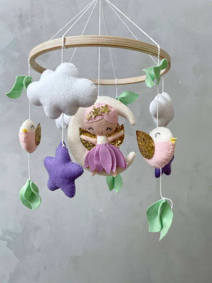Fairy crib mobile girl, Woodland baby mobile fairy, Baby mobile girl