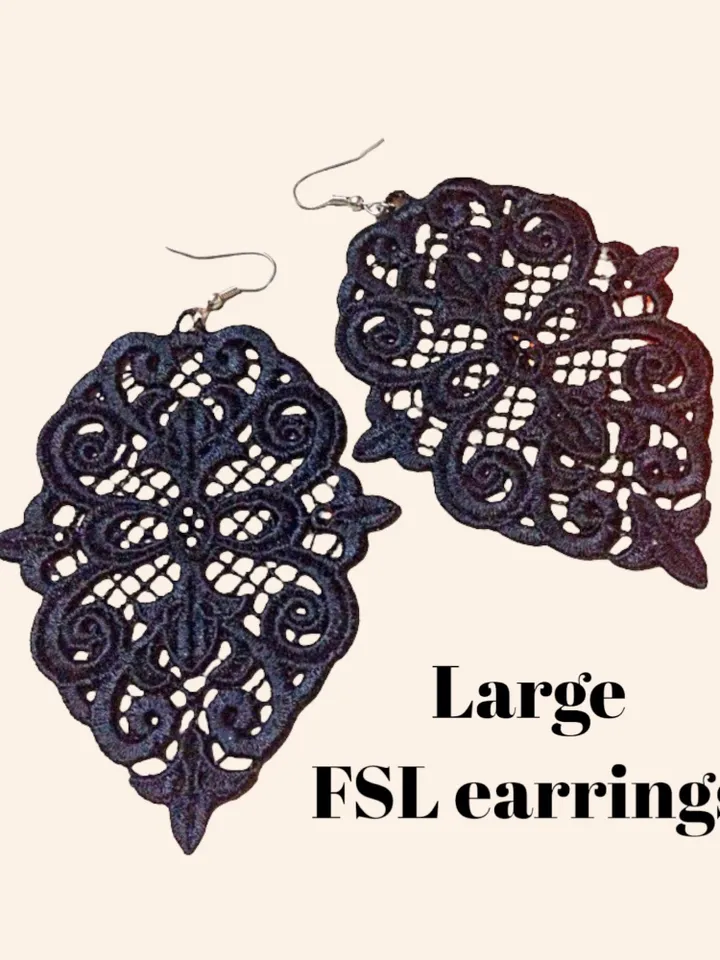 Lage Free Standing Lace Earrings machine embroidery design FSL pattern digital embroidery design  jewerly embroidery motif