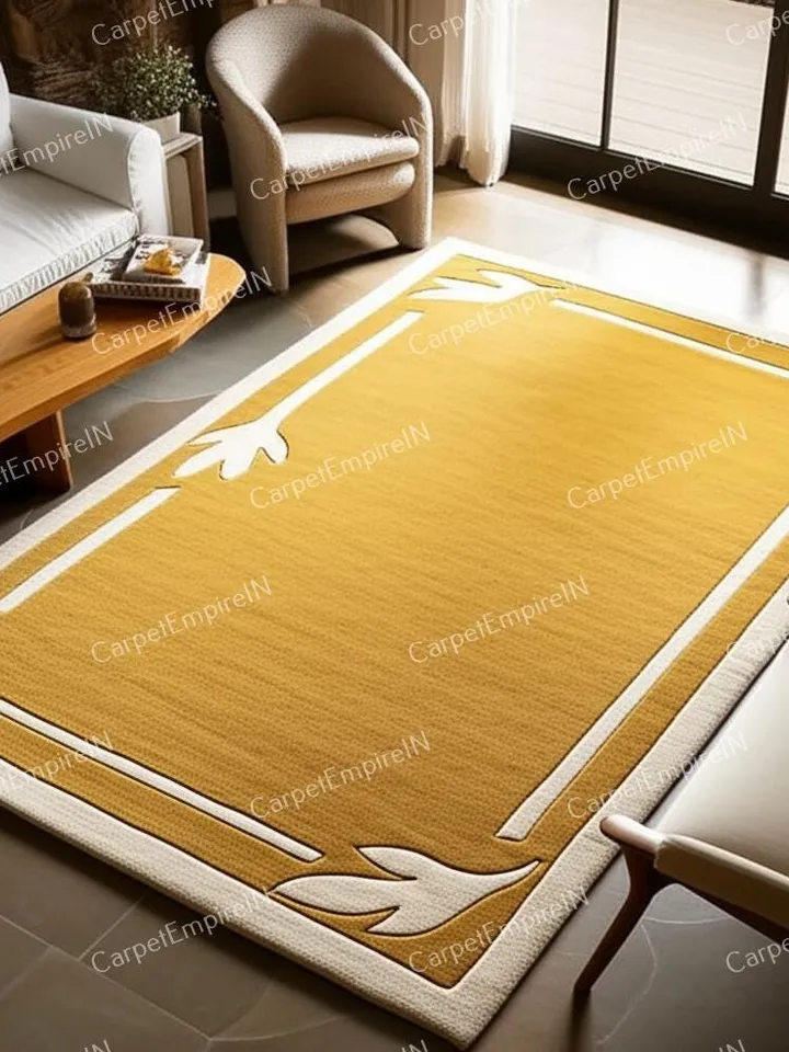 Buy 9x12 Leaf Design Area Rug Hand-Tufted 100% Wool Handmade Carpet for Home, Bedroom Rug, Living Room Rug, kids rug, yellow rug,