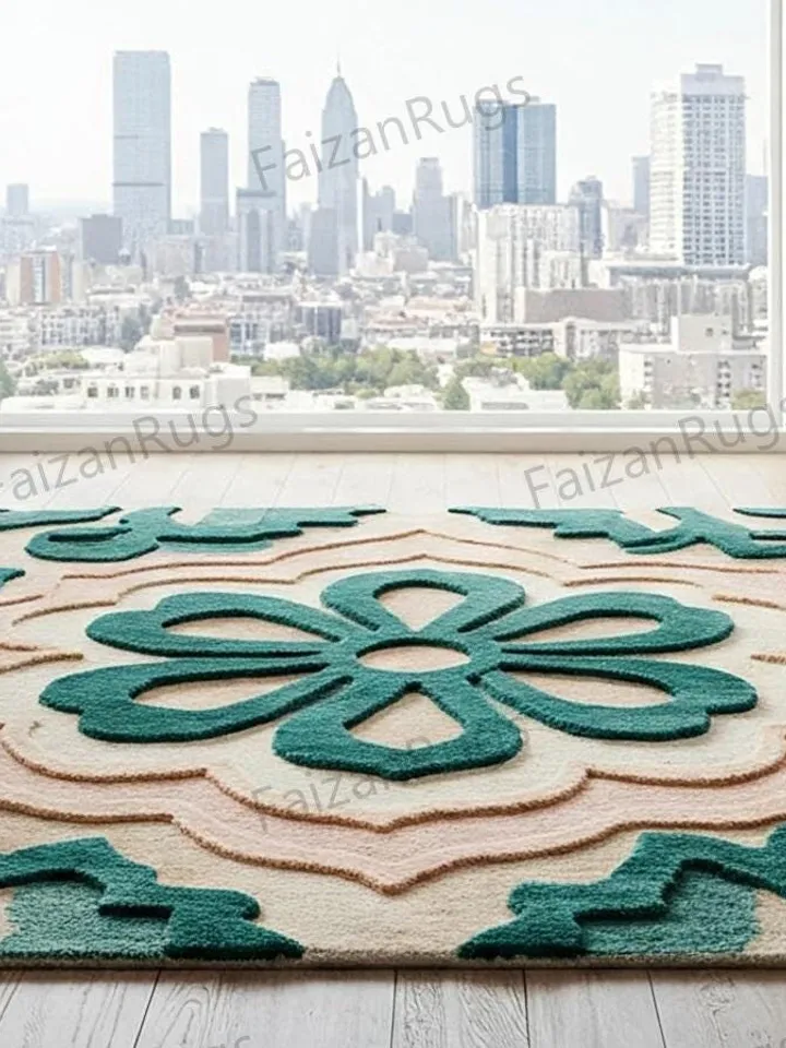 Buy Floral Area Rug, Handmade Wool Rug, Pink And Green Flower Rug,for Living, Dining, Bedroom, Hallway, Custom Rug, 6x9,8x10,10x14,12x15,3x5