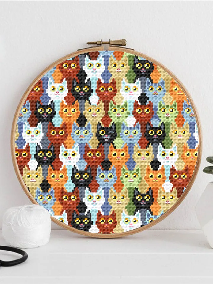 Funny cats cross stitch pattern PDF download Cat sampler cross stitch chart, Cat embroidery PDF, Cute kitten design, Cat lover gift #K15