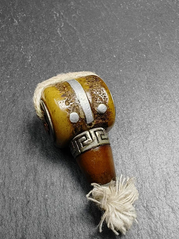 Gandhanra Tibetan Yak Bone Carved Guru Bead,T-drilled 3-Hole Connector Bead for Prayer Bead,Mala Accessories