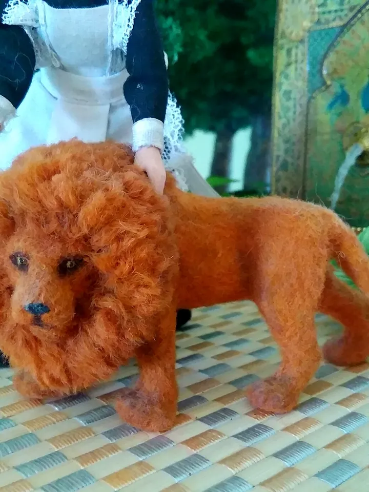 Puppet lion. Miniature. Dollhouse miniature. Handmade.1:12.lion. King of beasts. Puppet miniature.