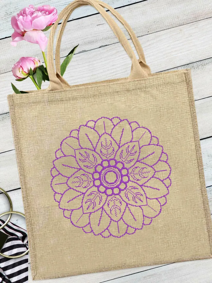 Flower mandala cross stitch pattern download PDF Floral ornament cross stitch chart Monochrome cross stitch Mandala pattern digital PDF #M31