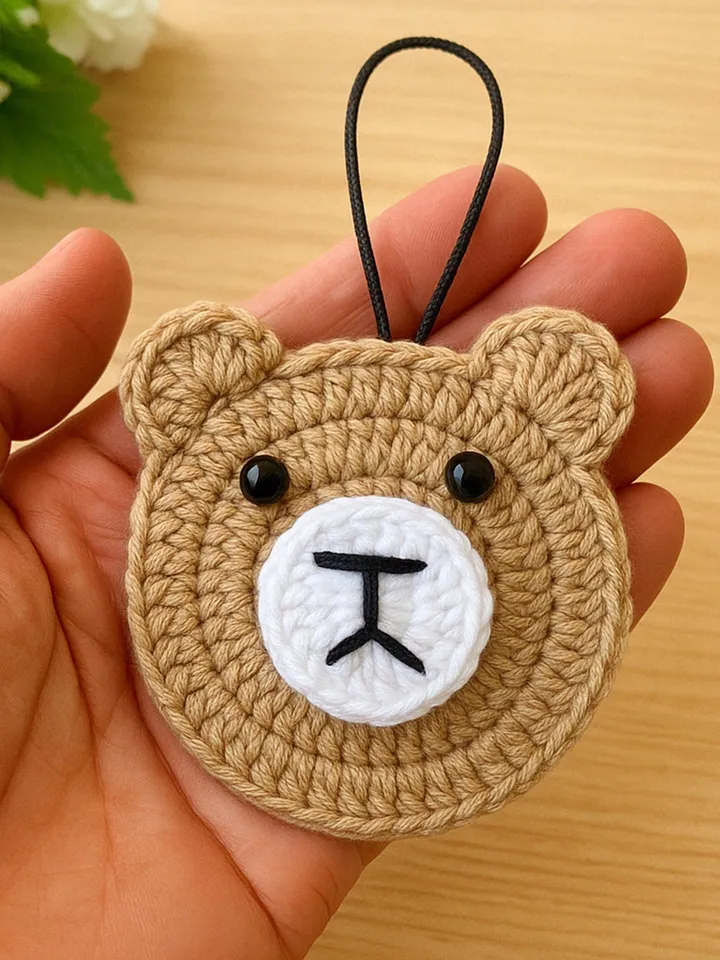 Easy Crochet Teddy Bear Applique Pattern | Cute Moon Bear Pattern for Baby Blankets and Keychains