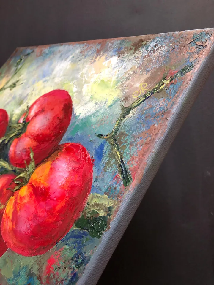 Original Still Life Painting Tomatoes Oil Painting Kitchen Still life
