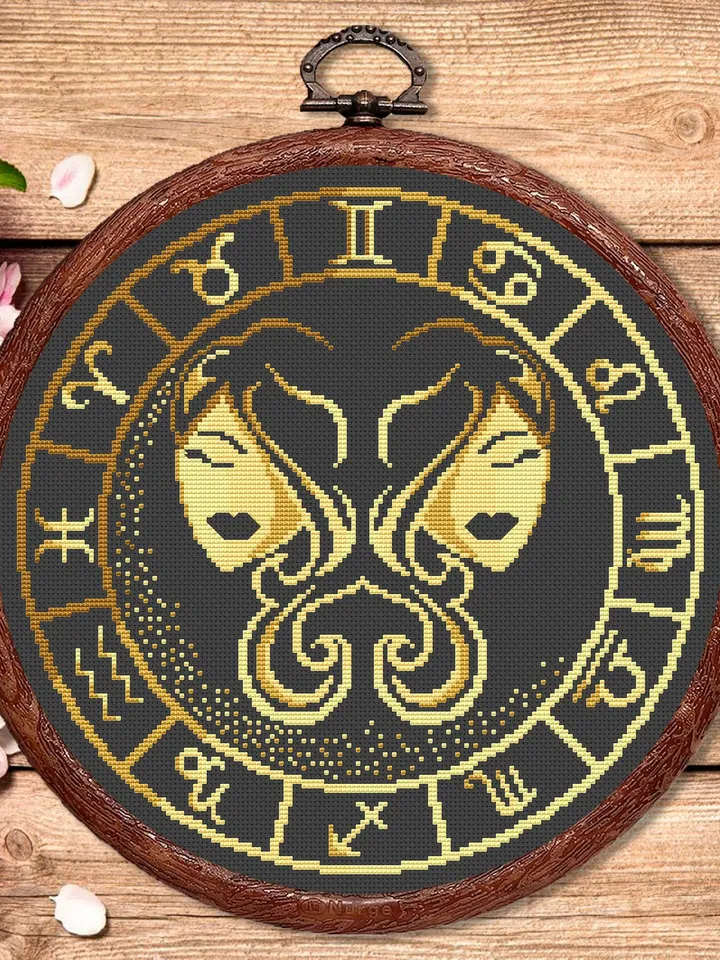 Gemini Cross Stitch Pattern, Zodiac Cross Stitch, Embroidery Zodiac, Aries Pattern, Signs of the Zodiac Pattern, Modern Cross Stitch #zdc003