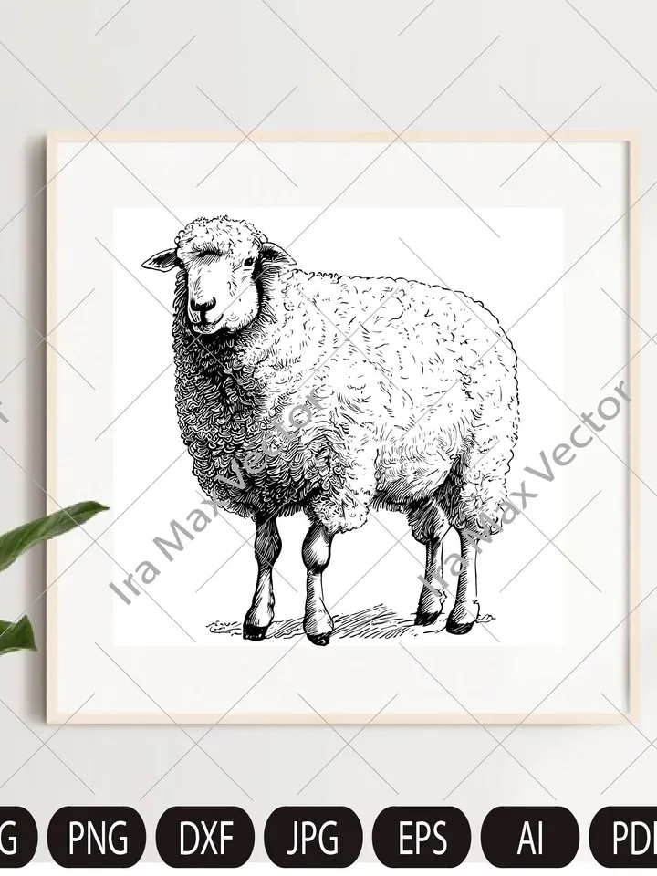Cute sheep SVG, Farm sheep,Sheep standing, Sheep Clipart, Sheep detailed, Sheep printable, Farm animals, Livestock