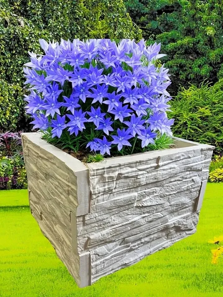 Set of 2 molds for a garden flowerpot "stone texture"450 * 460 * 30 mm,
