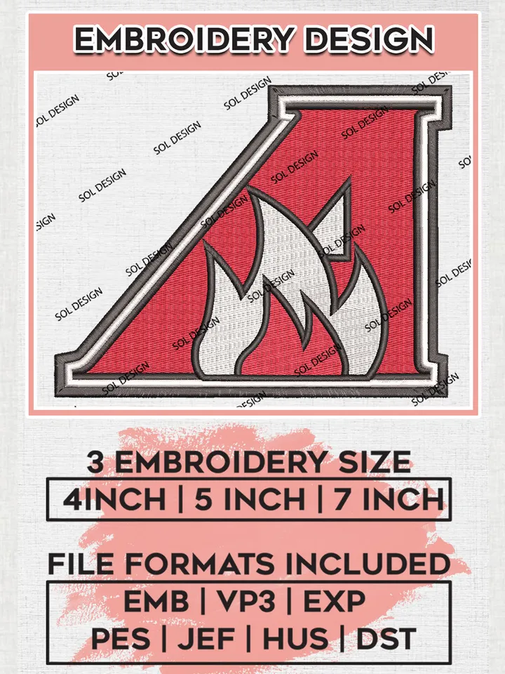 NCAA Alverno Inferno Team Logo Embroidery Design Files, NCAA Alverno Inferno Machine Embroidery, NCAA Teams, 3 sizes, NCAA Machine embroidery designs, Digital Download