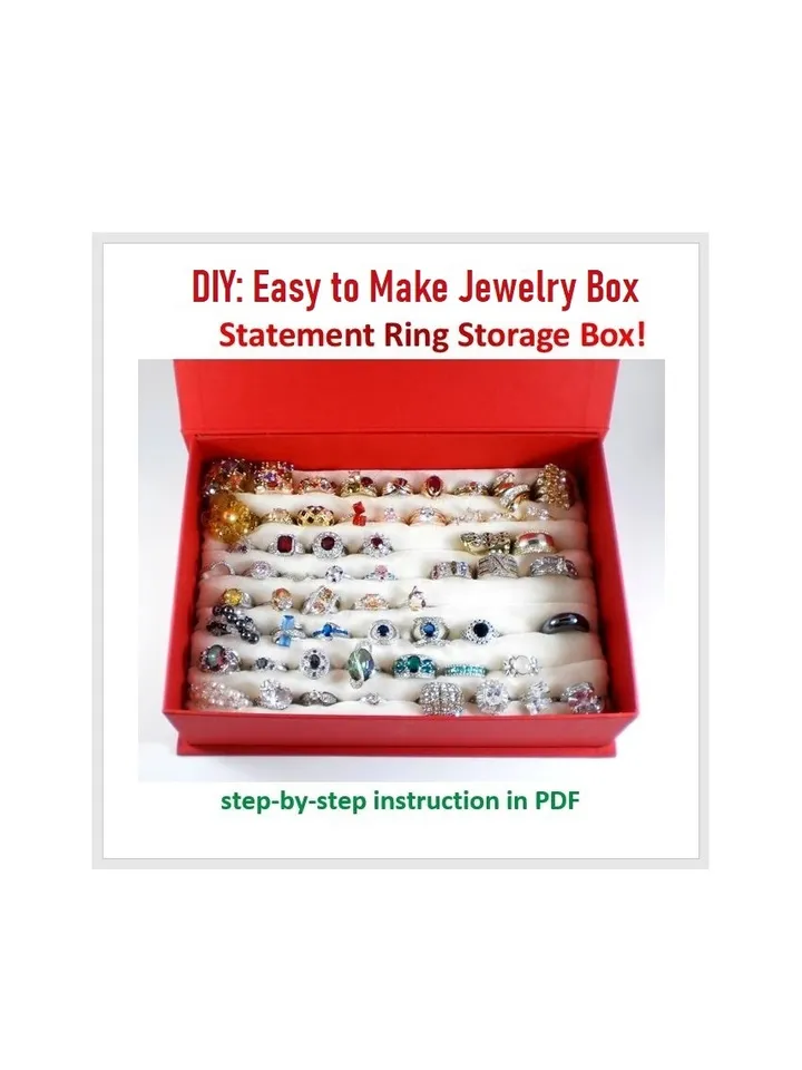 Tutorial Statement Ring Storage Box, Easy to Make Jewelry Box, Make a ring holder, Vendor Display, DIY, Step by step instructions in PDF