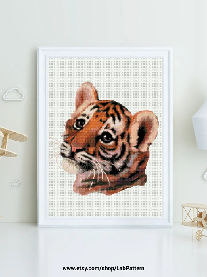 Tiger Baby Cross stitch pattern | Embroidery Pattern | Instant Download | Embroidery Designs