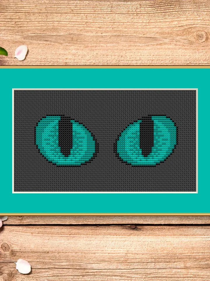 Cat's Eyes Cross Stitch Pattern, Cat Cross Stitch Pattern, Embroidery Cat, Animal Cross Stitch Pattern, Modern Cross Stitch Pattern #cat004