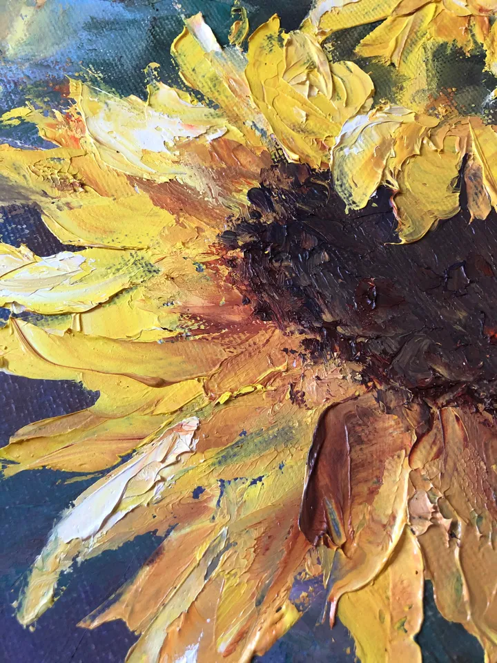 Sunflower Oil Painting Original Floral Painting Sunflowers Wall Art Flowers Painting