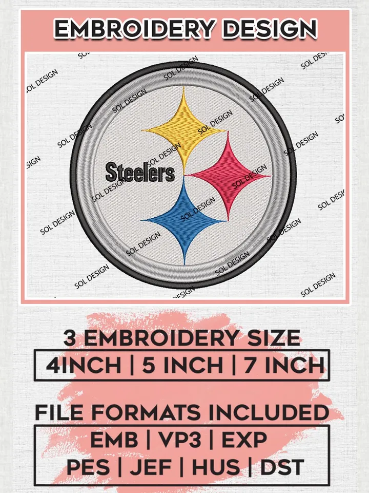 Pittsburgh Steelers Embroidery Designs, NFL Steelers, NFL Embroidery Designs, NFL Pittsburgh Steelers Machine Embroidery Design, Digital Download