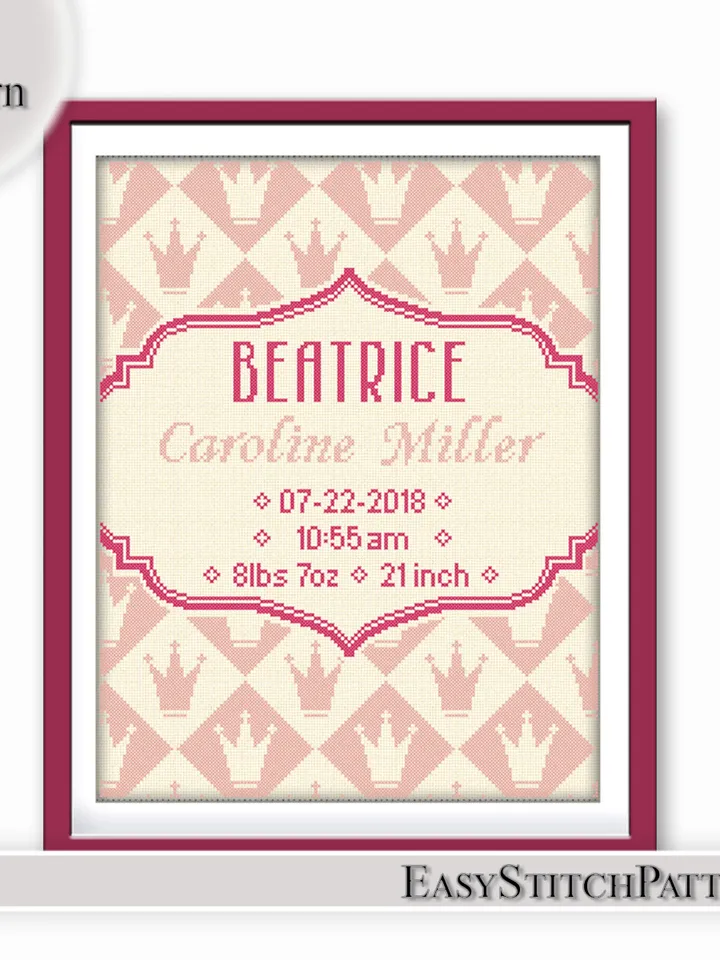 Baby Birthday cross stitch pattern. Newborn cross stitch pattern. Nursery cross stitch