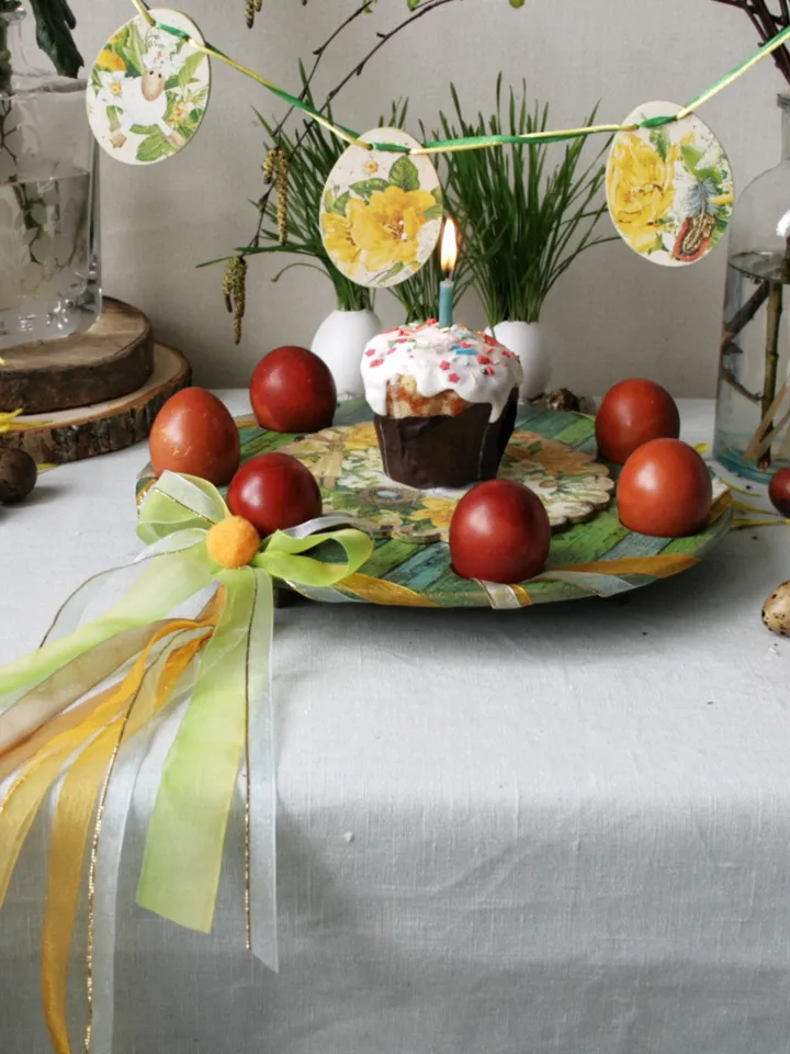 Decorations Happy Easter Handmade Wooden Display Stand Egg Tray