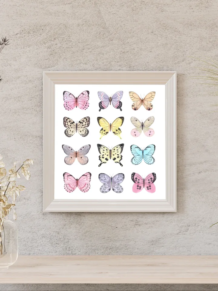 Butterfly Wall Art Print Watercolor Painting Pink Wall Art Decor Insect Art Monarch Butterfly Kids Room Art Pink Art Poster Vintage Print