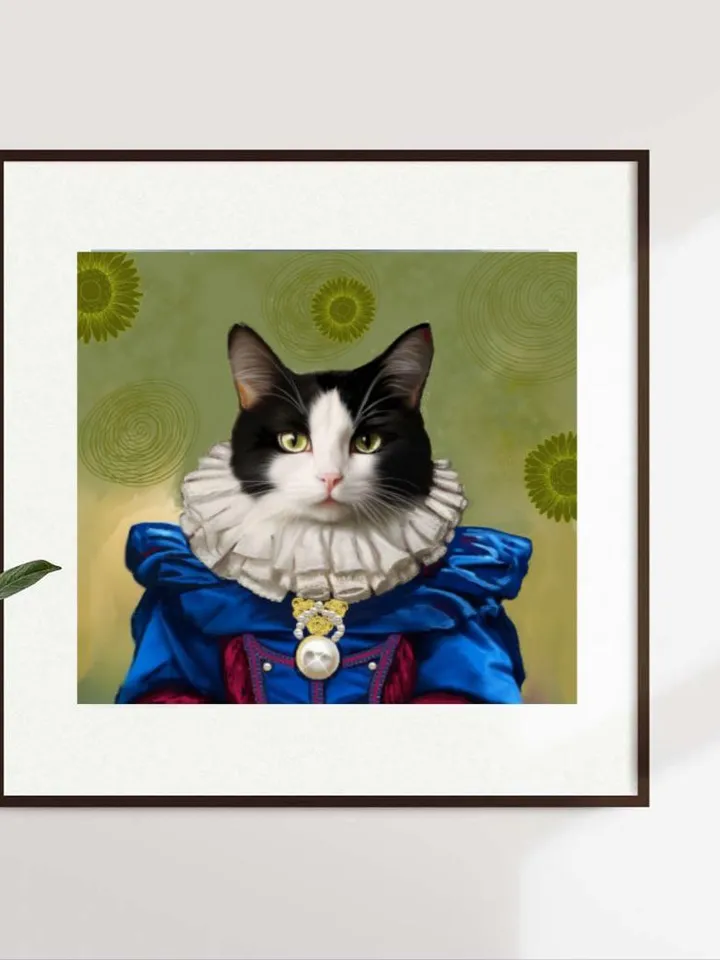 Renaissance cat portrait, Royal Pet Portrait, Personalized portrait, Digital Download