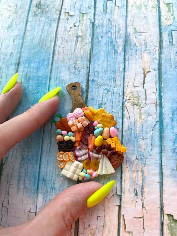 Magnet Miniature Easter Charcuterie Board with Polymer Clay
