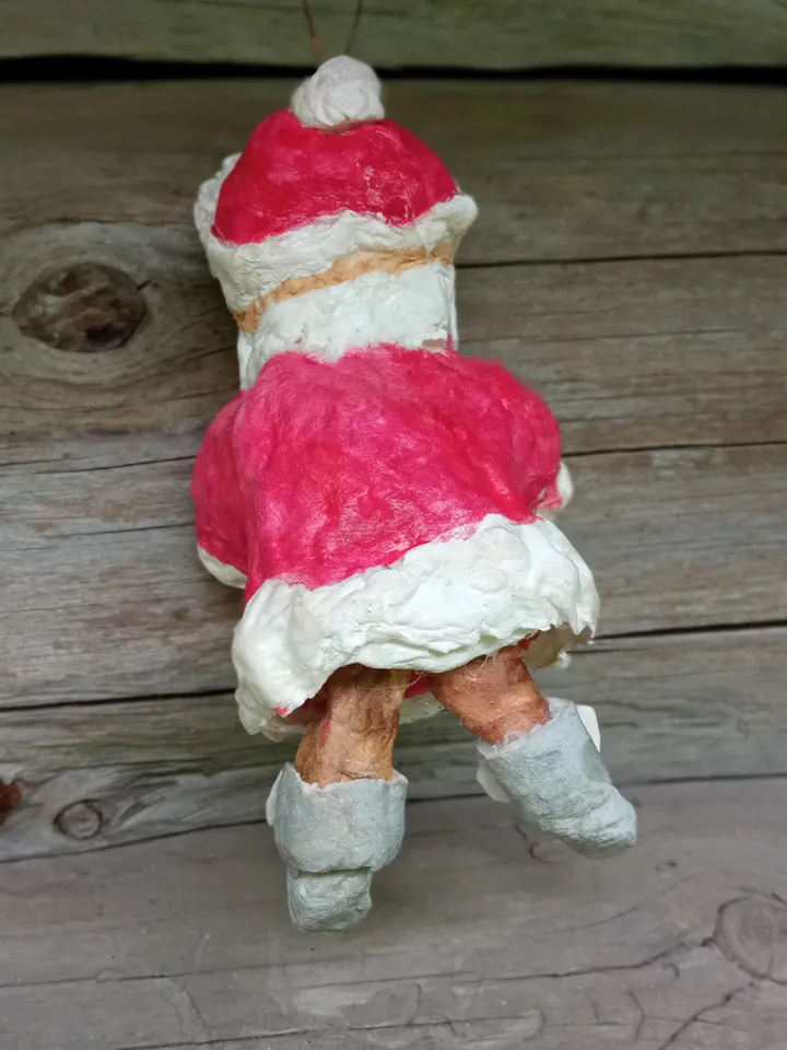 Christmas tree toy Girl. Handmade doll made of cotton wool in a red fur coat. Pendant doll. Christmas decoration. Family souvenir. Xmas ornaments Gifts for the soul. Christmas presents. Made in 1 copy. Free shipping.