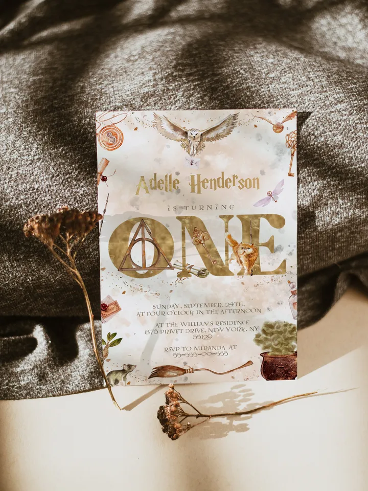 The Chosen One Invitation; Wizard Birthday Party; Magic School 1st Birthday Invitation Template; Editable Wizarding World Invitation; W7