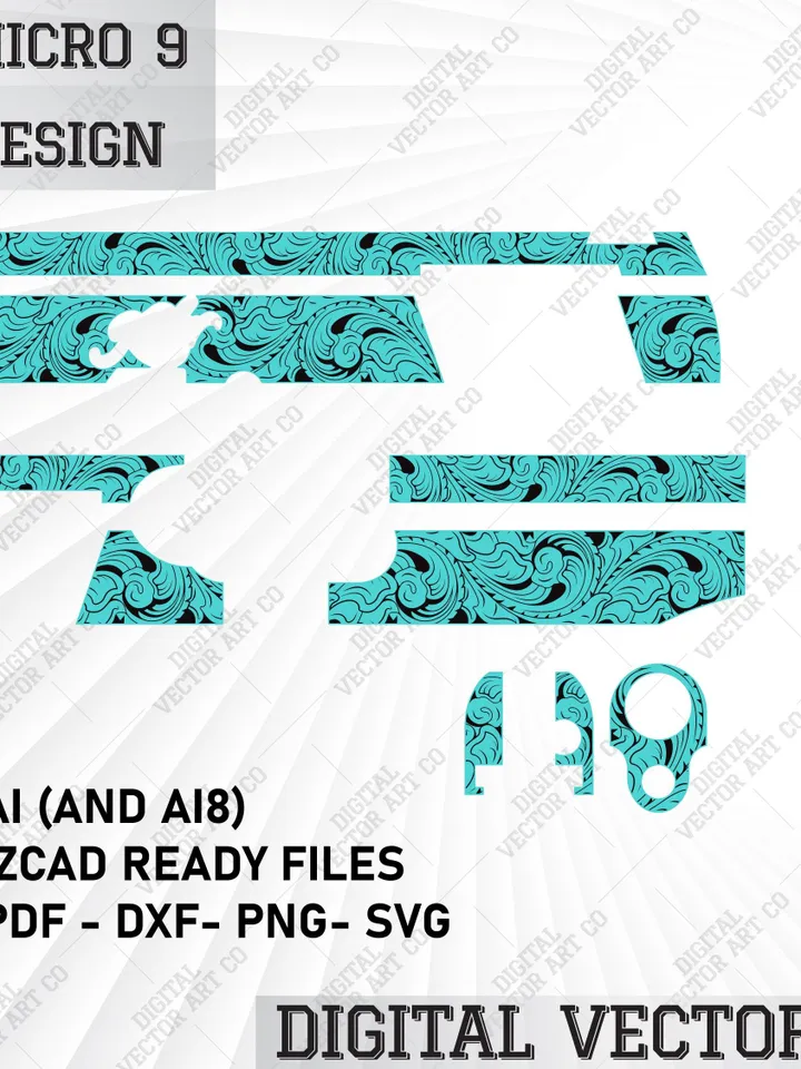 Kimber Micro 9 Scroll Design. svg kimber,gun cricut files,svg scrolls,lasercutting,lasertag,gun engraving,kimber engraved,laser cut files