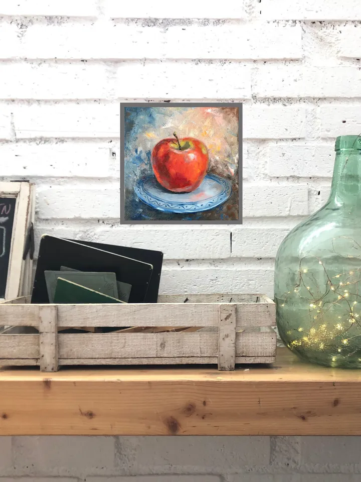 Apple Painting Fruits Oil Painting Original Kitchen Still life