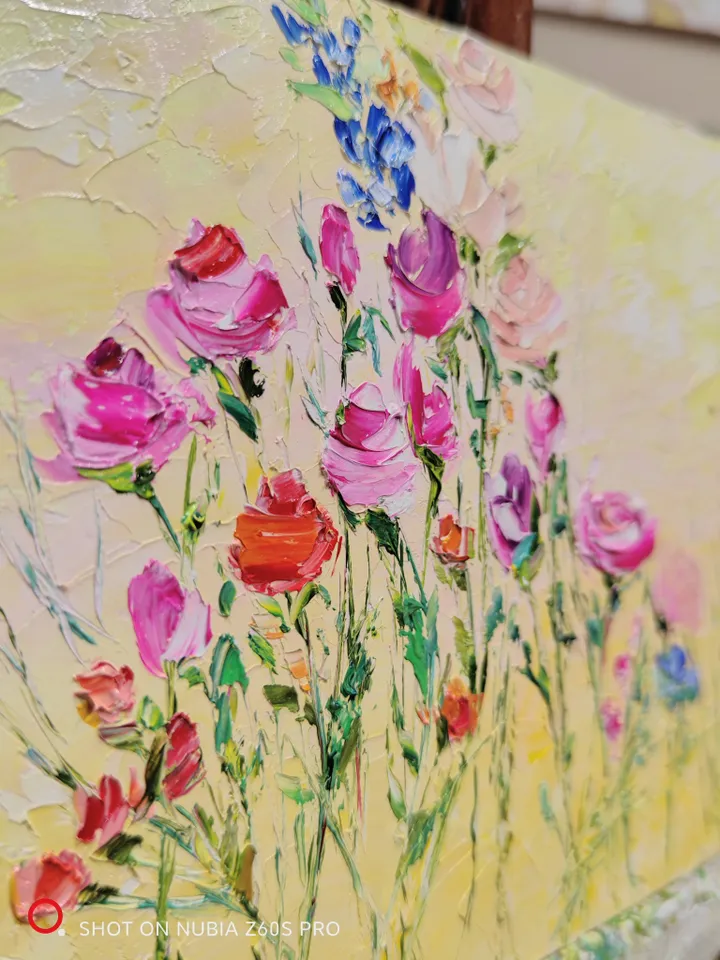 Painting Pink Roses Original Oil Painting Flowers Impasto Hand Painted 12" x 10" by Irina Prokofieva