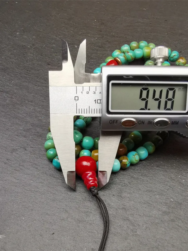 Gandhanra Old 108 Turquoise Beads Necklace Mala,Tibetan Prayer Beads for Meditation Practice ,Diameter 0.23", Circumference 24 inches