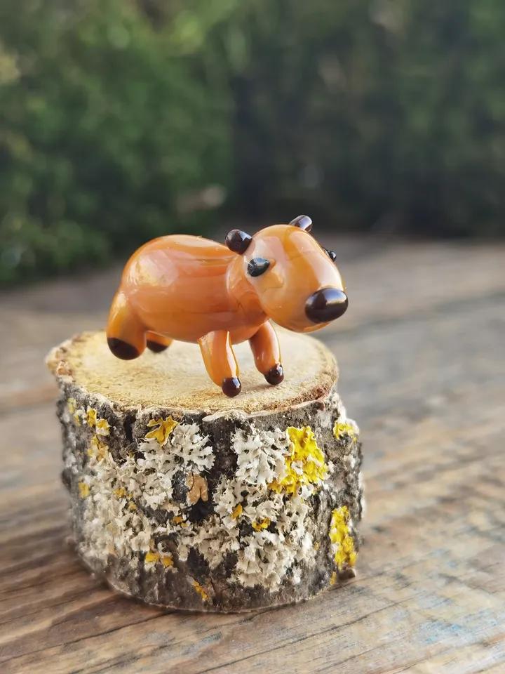 GLASS FIGURINES Capybara figurine Glass Capybara Miniature Capybara tiny Capybara Tiny glass animals Terrarium Dollhouse miniature