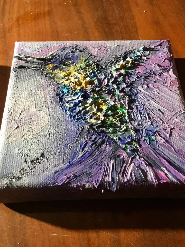 Hummingbirds couple diptych,set of 2 hummingbirds painting,small canvas paintings gifts, wedding gifts wall decor,exotic birds oil painting,