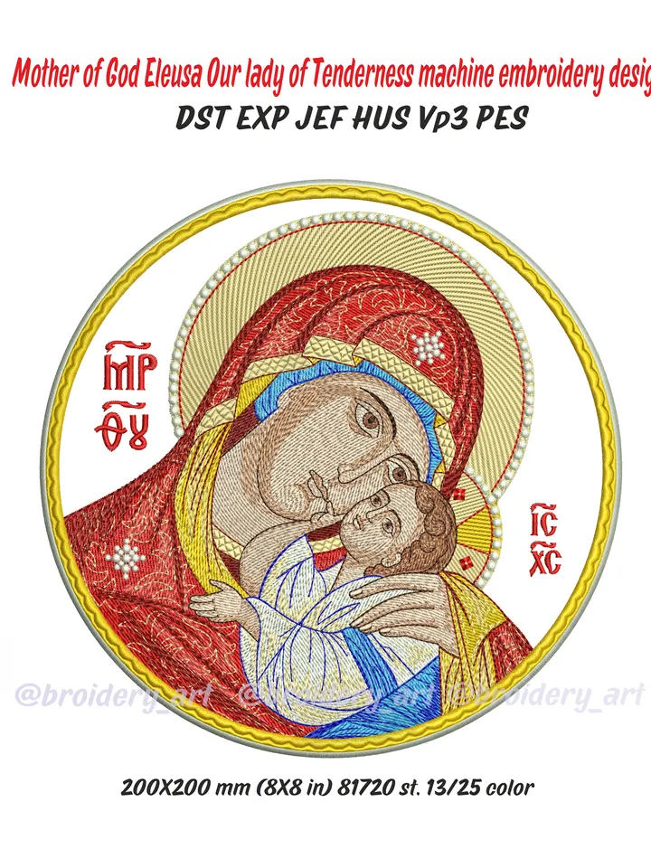 Mother of God Eleusa Our lady of Tenderness machine embroidery design