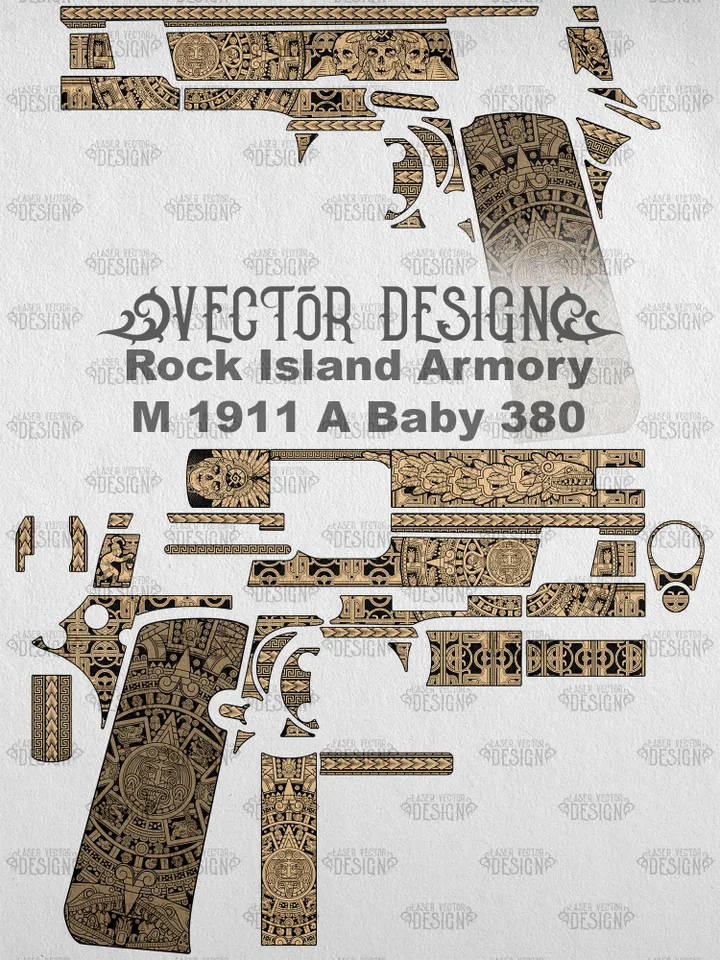 VECTOR DESIGN Rock Island Armory M 1911 A Baby 380 Aztec calendar